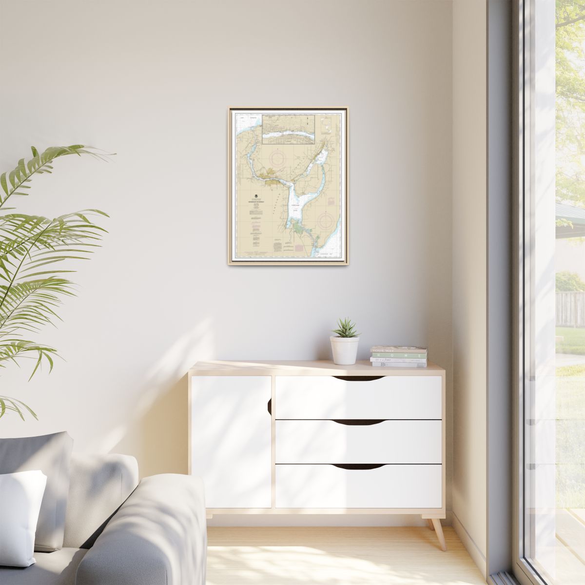 Chart 14972 Keweenaw Waterway, including Torch Lake;Hancock and Houghton - NOAA Nautical Chart Floating Frame Canvas | 24" x 32" | 30" x 40" - Natural context-1