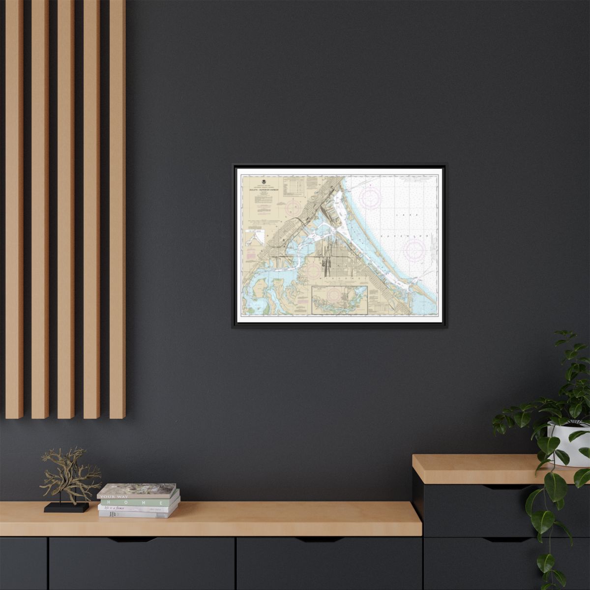 Chart 14975 Duluth-Superior Harbor;Upper St. Louis River - NOAA Nautical Chart Floating Frame Canvas | 32" x 24" | 40" x 30" - Black context-2