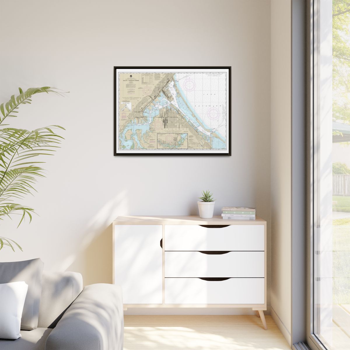 Chart 14975 Duluth-Superior Harbor;Upper St. Louis River - NOAA Nautical Chart Floating Frame Canvas | 32" x 24" | 40" x 30" - Espresso context-1