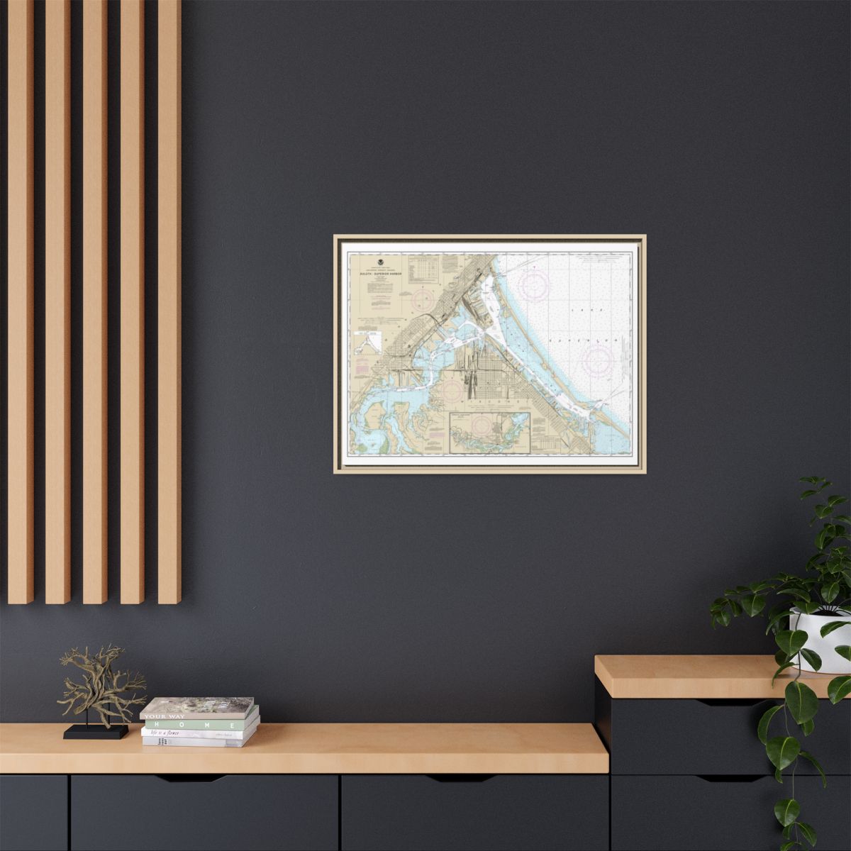 Chart 14975 Duluth-Superior Harbor;Upper St. Louis River - NOAA Nautical Chart Floating Frame Canvas | 32" x 24" | 40" x 30" - Natural context-2