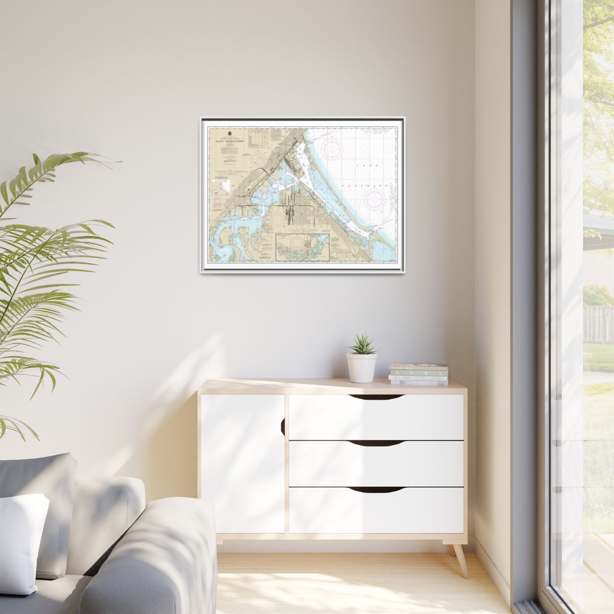 Chart 14975 Duluth-Superior Harbor;Upper St. Louis River - NOAA Nautical Chart Floating Frame Canvas | 32" x 24" | 40" x 30" - White context-1