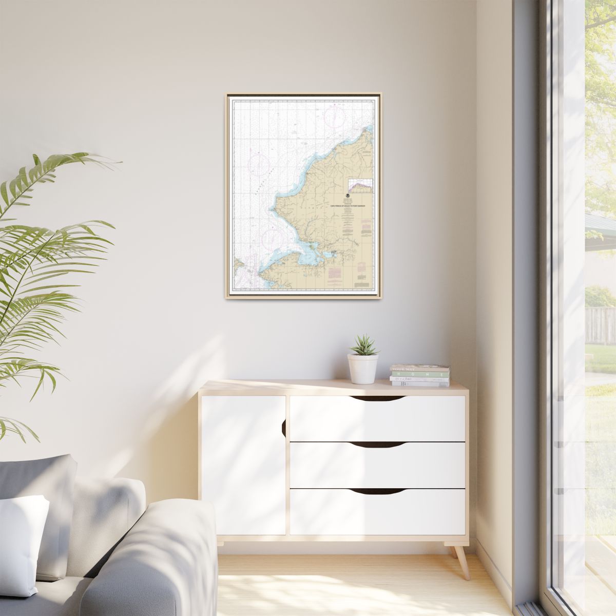 Chart 16005 Cape Prince of Wales to Pt. Barrow - NOAA Nautical Chart Floating Frame Canvas | 24" x 32" | 30" x 40" - Natural context-1
