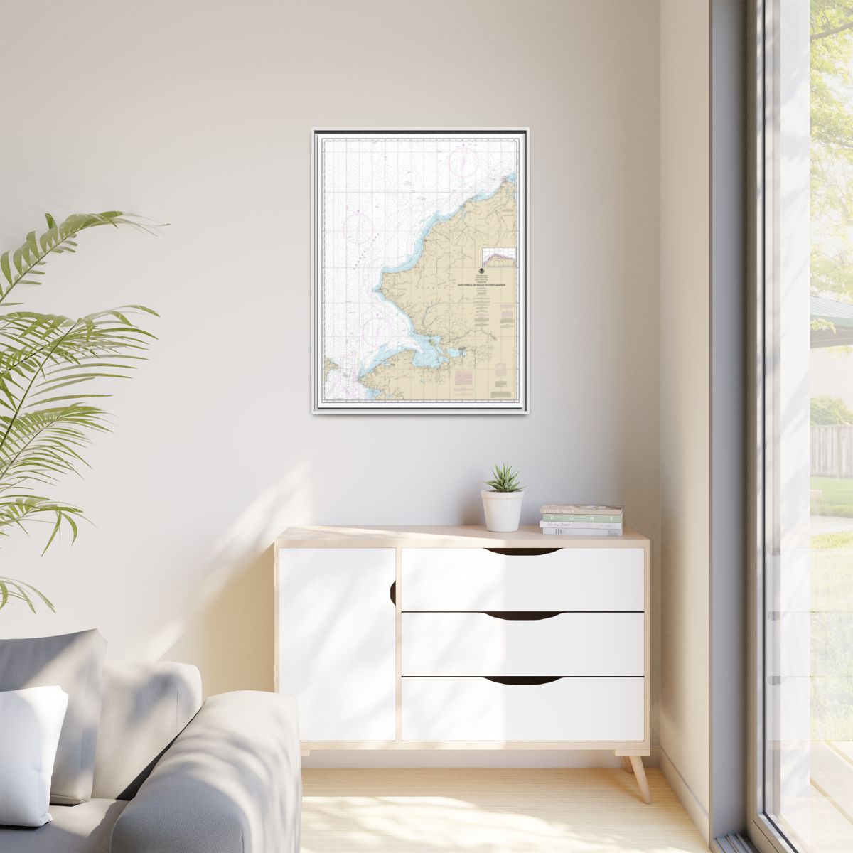 Chart 16005 Cape Prince of Wales to Pt. Barrow - NOAA Nautical Chart Floating Frame Canvas | 24" x 32" | 30" x 40" - White context-1