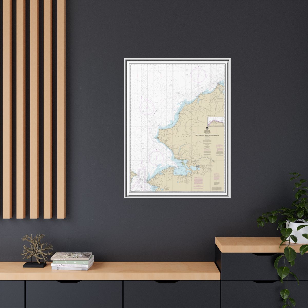 Chart 16005 Cape Prince of Wales to Pt. Barrow - NOAA Nautical Chart Floating Frame Canvas | 24" x 32" | 30" x 40" - White context-2