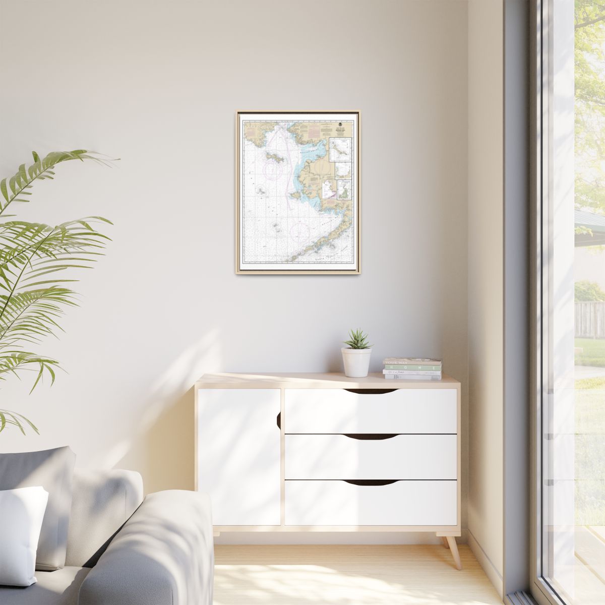 Chart 16006 Bering Sea-eastern part;St. Matthew Island, Bering Sea;Cape Etolin, Achorage, Nunivak Island - NOAA Nautical Chart Floating Frame Canvas | 24" x 32" | 30" x 40" - Natural context-1
