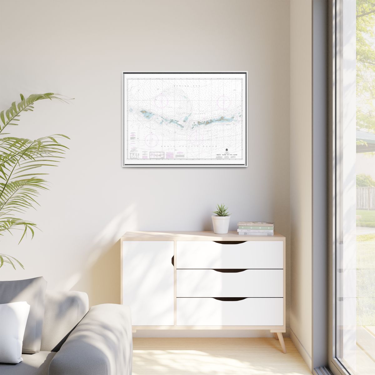 Chart 16012 Aleutian Islands Amukta Island to Attu Island - NOAA Nautical Chart Floating Frame Canvas | 32" x 24" | 40" x 30" - White context-1