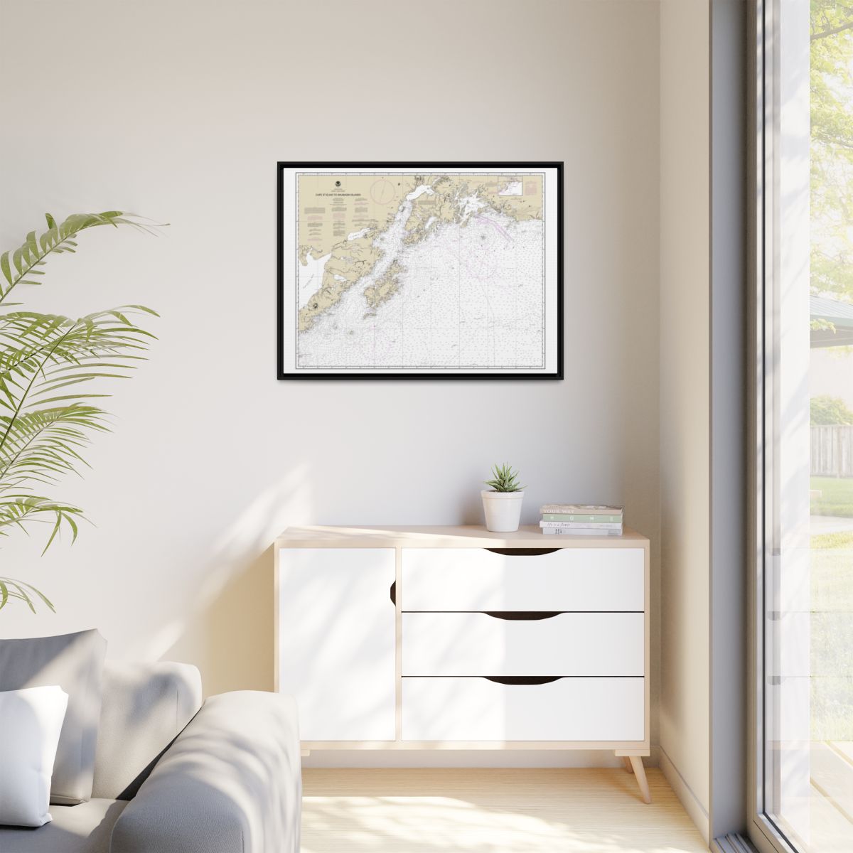 Chart 16013 Cape St. Elias to Shumagin Islands;Semidi Islands - NOAA Nautical Chart Floating Frame Canvas | 32" x 24" | 40" x 30" - Black context-1