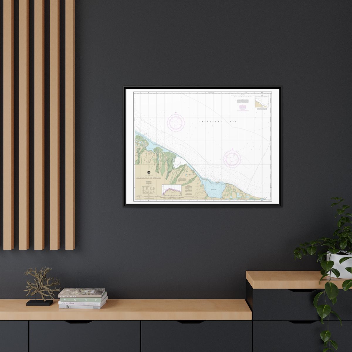 Chart 16041 Demarcation Bay and approaches - NOAA Nautical Chart Floating Frame Canvas | 32" x 24" | 40" x 30" - Black context-2