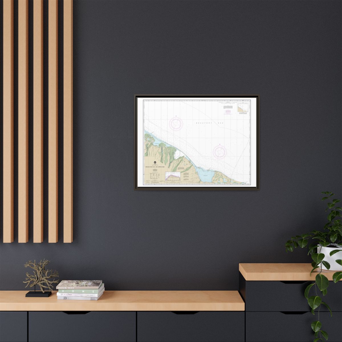 Chart 16041 Demarcation Bay and approaches - NOAA Nautical Chart Floating Frame Canvas | 32" x 24" | 40" x 30" - Espresso context-2