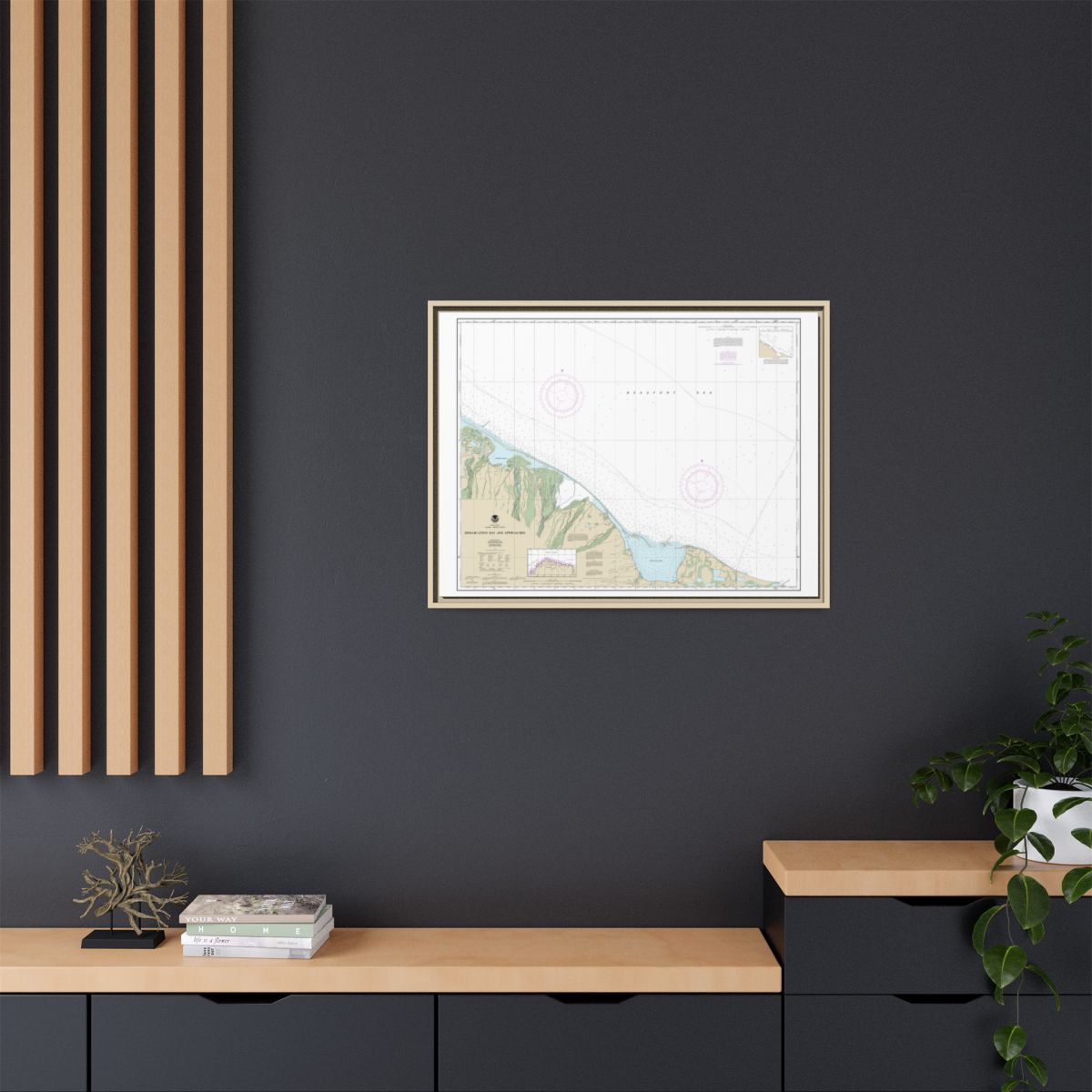 Chart 16041 Demarcation Bay and approaches - NOAA Nautical Chart Floating Frame Canvas | 32" x 24" | 40" x 30" - Natural context-2