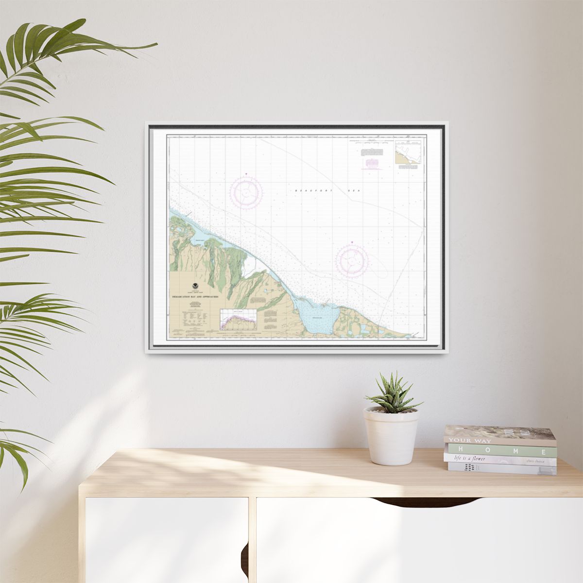 Chart 16041 Demarcation Bay and approaches - NOAA Nautical Chart Floating Frame Canvas | 32" x 24" | 40" x 30" - White context-1
