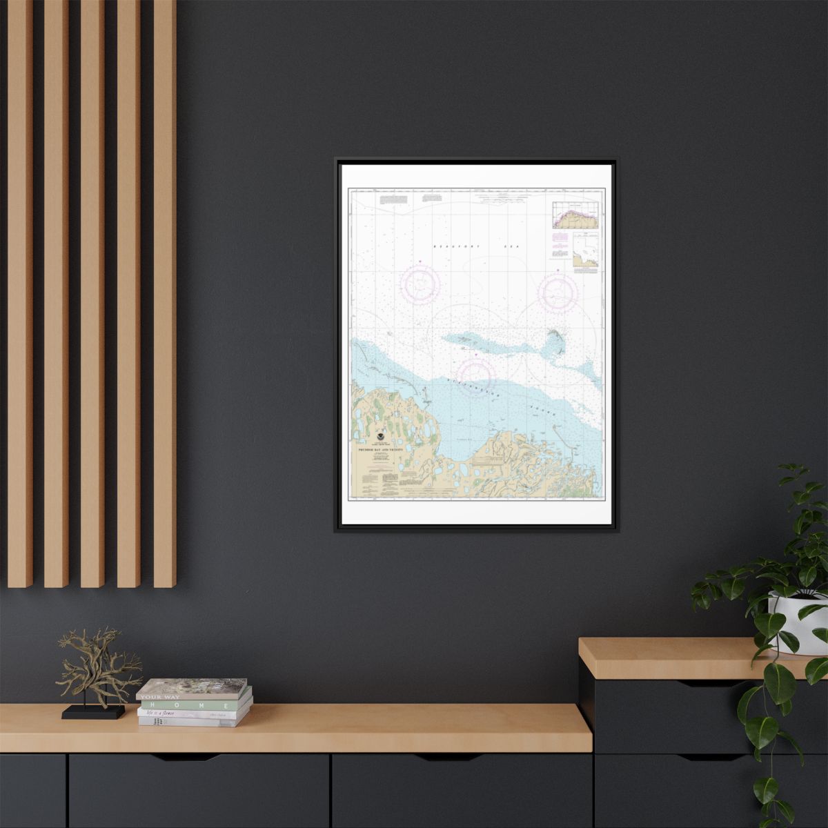 Chart 16061 Prudhoe Bay and vicinity - NOAA Nautical Chart Floating Frame Canvas | 24" x 32" | 30" x 40" - Black context-2