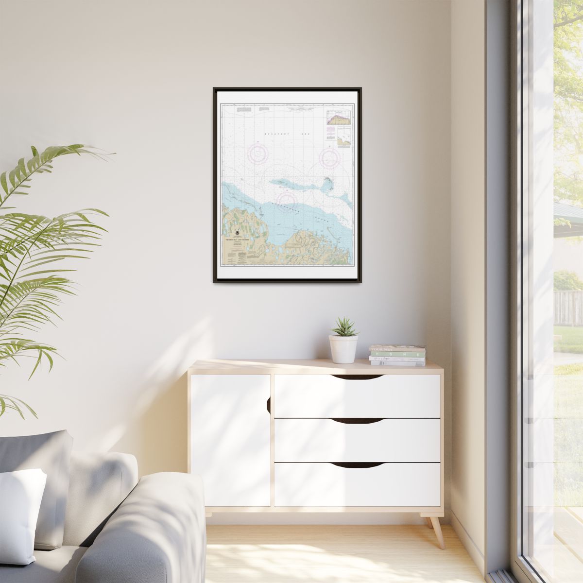 Chart 16061 Prudhoe Bay and vicinity - NOAA Nautical Chart Floating Frame Canvas | 24" x 32" | 30" x 40" - Espresso context-1