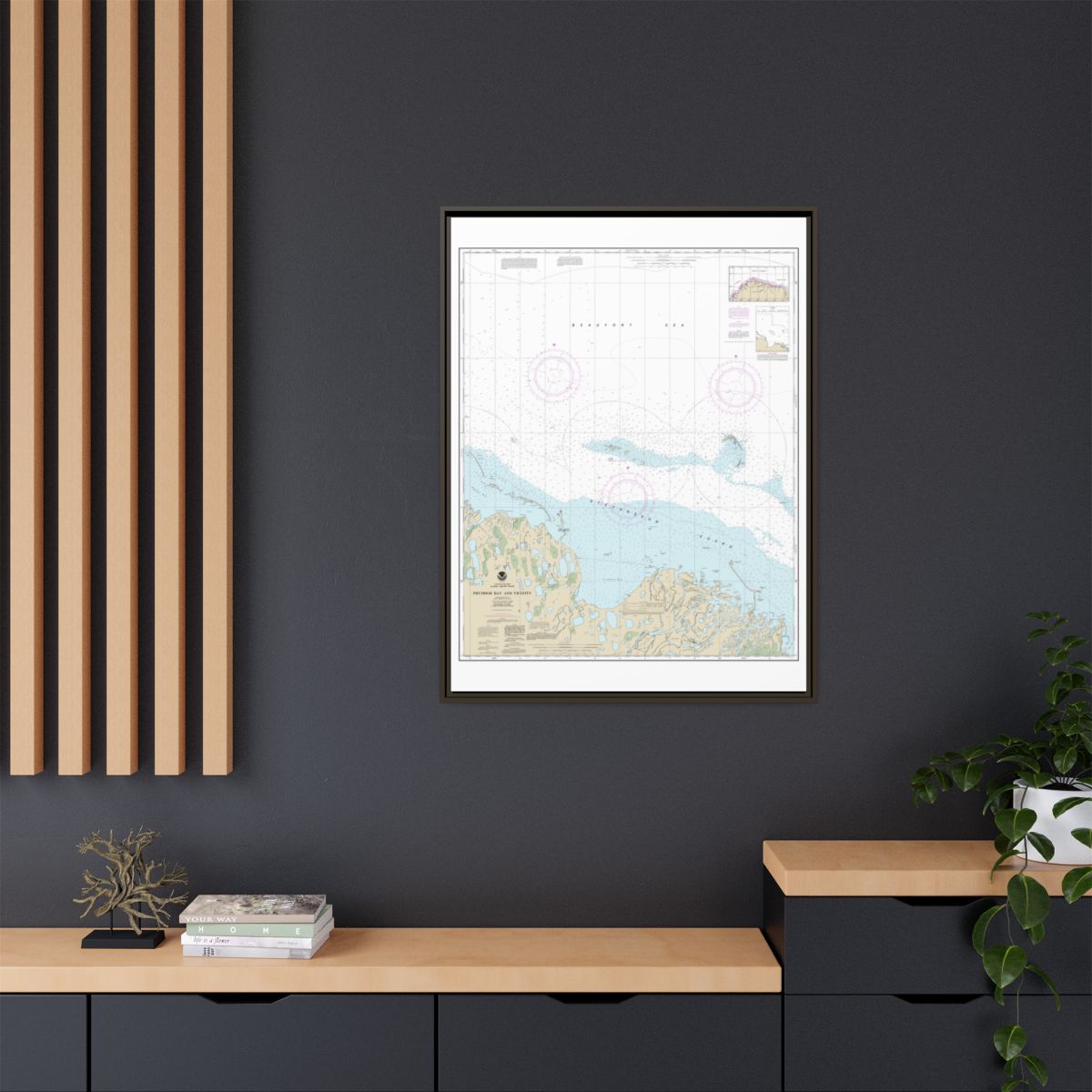 Chart 16061 Prudhoe Bay and vicinity - NOAA Nautical Chart Floating Frame Canvas | 24" x 32" | 30" x 40" - Espresso context-2