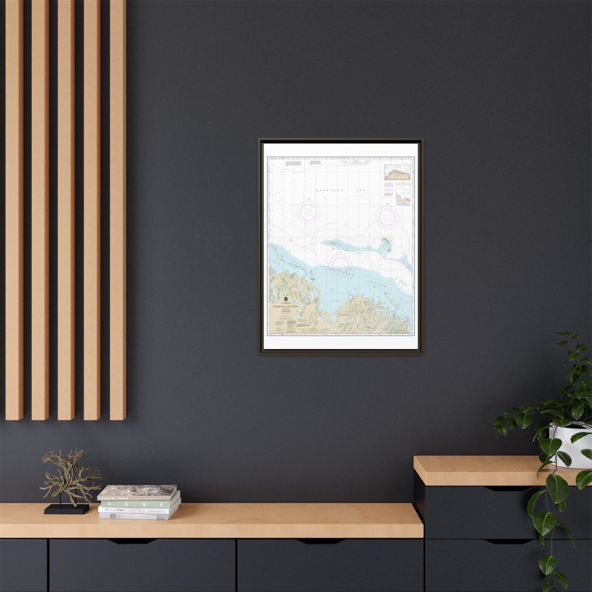 Chart 16061 Prudhoe Bay and vicinity - NOAA Nautical Chart Floating Frame Canvas | 24" x 32" | 30" x 40" - Espresso context-2
