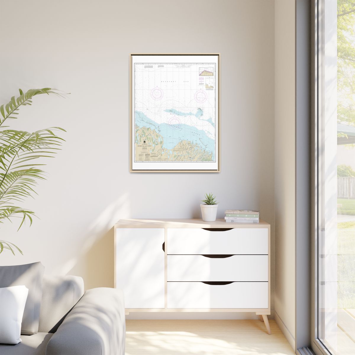 Chart 16061 Prudhoe Bay and vicinity - NOAA Nautical Chart Floating Frame Canvas | 24" x 32" | 30" x 40" - Natural context-1
