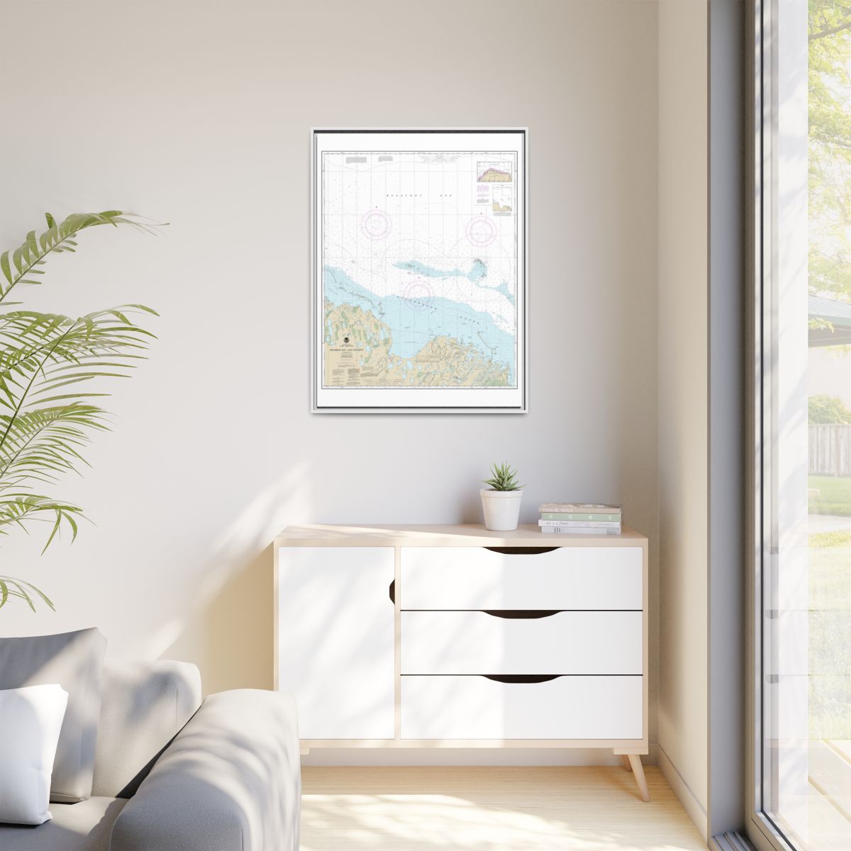Chart 16061 Prudhoe Bay and vicinity - NOAA Nautical Chart Floating Frame Canvas | 24" x 32" | 30" x 40" - White context-1