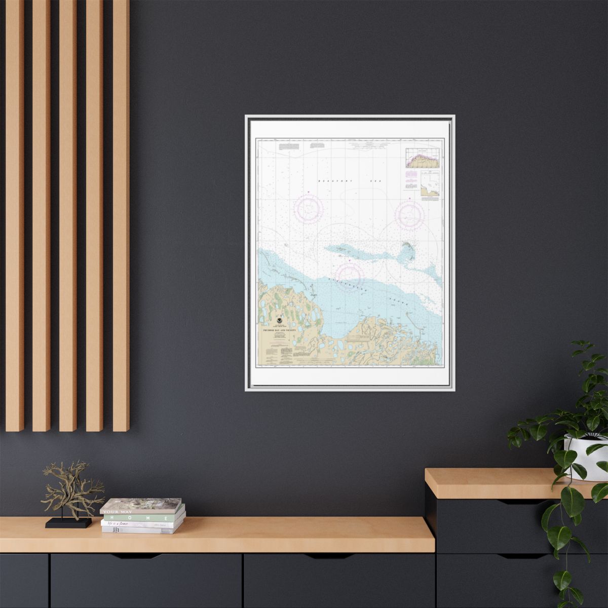 Chart 16061 Prudhoe Bay and vicinity - NOAA Nautical Chart Floating Frame Canvas | 24" x 32" | 30" x 40" - White context-2