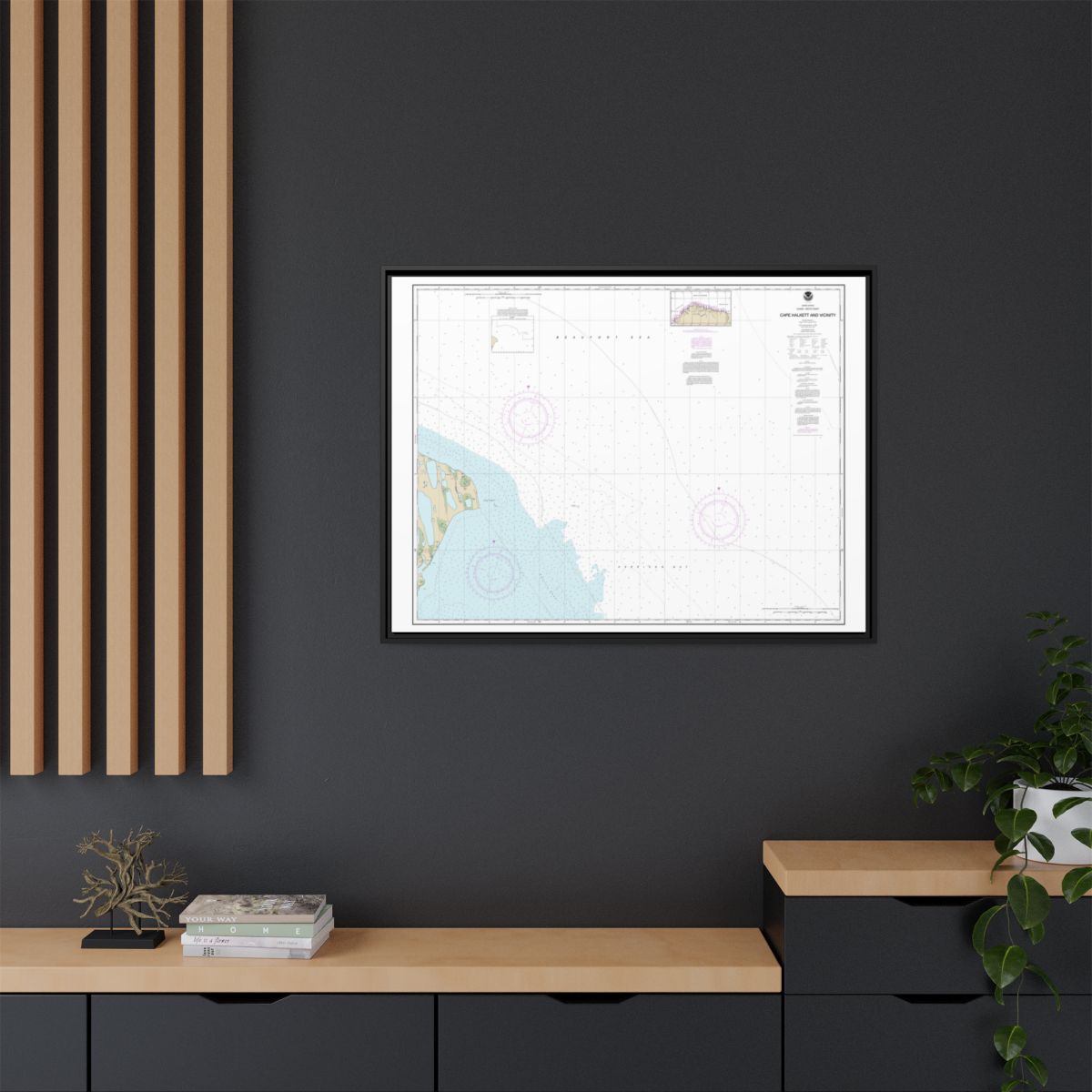 Chart 16065 Cape Halkett and vicinity - NOAA Nautical Chart Floating Frame Canvas | 32" x 24" | 40" x 30" - Black context-2