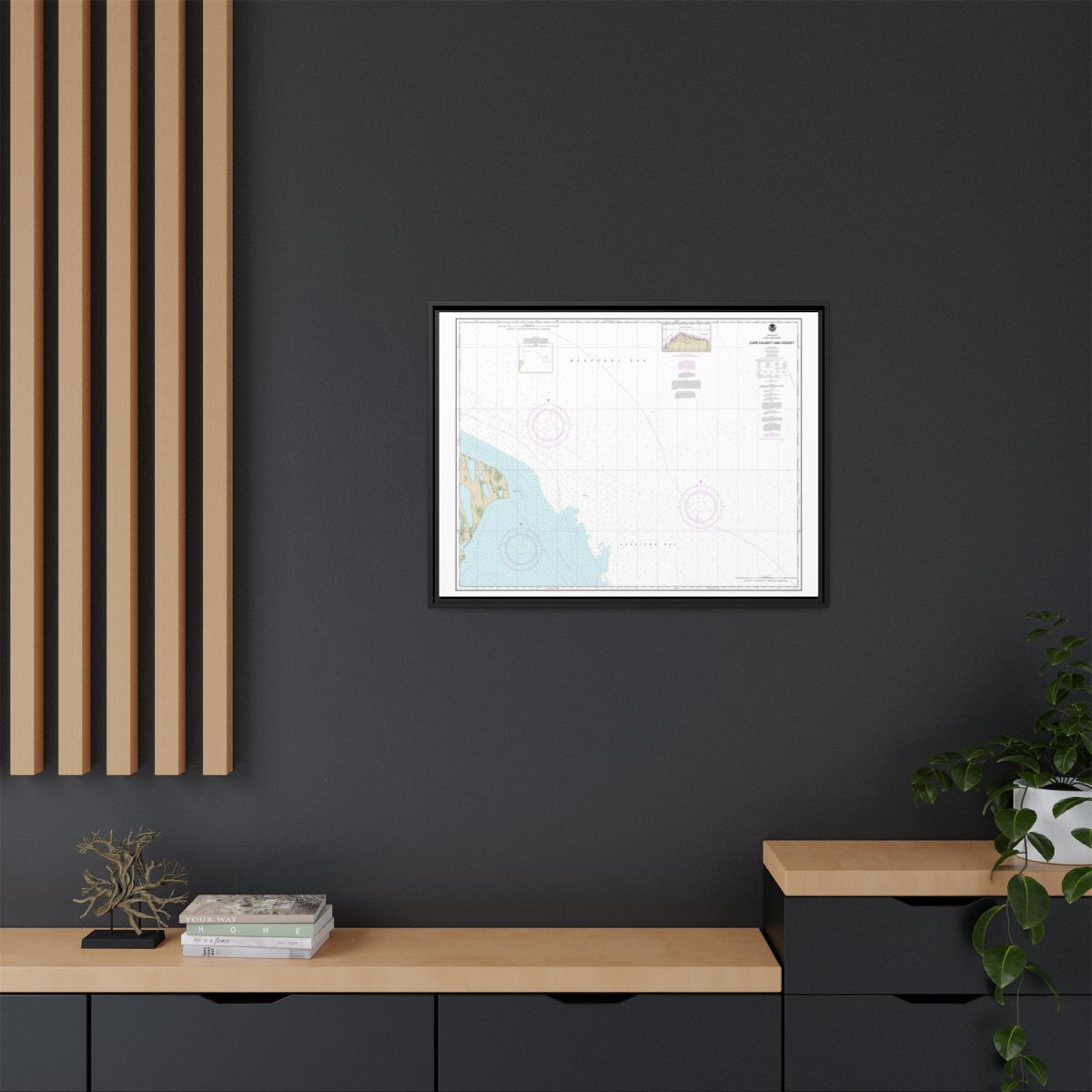Chart 16065 Cape Halkett and vicinity - NOAA Nautical Chart Floating Frame Canvas | 32" x 24" | 40" x 30" - Black context-2