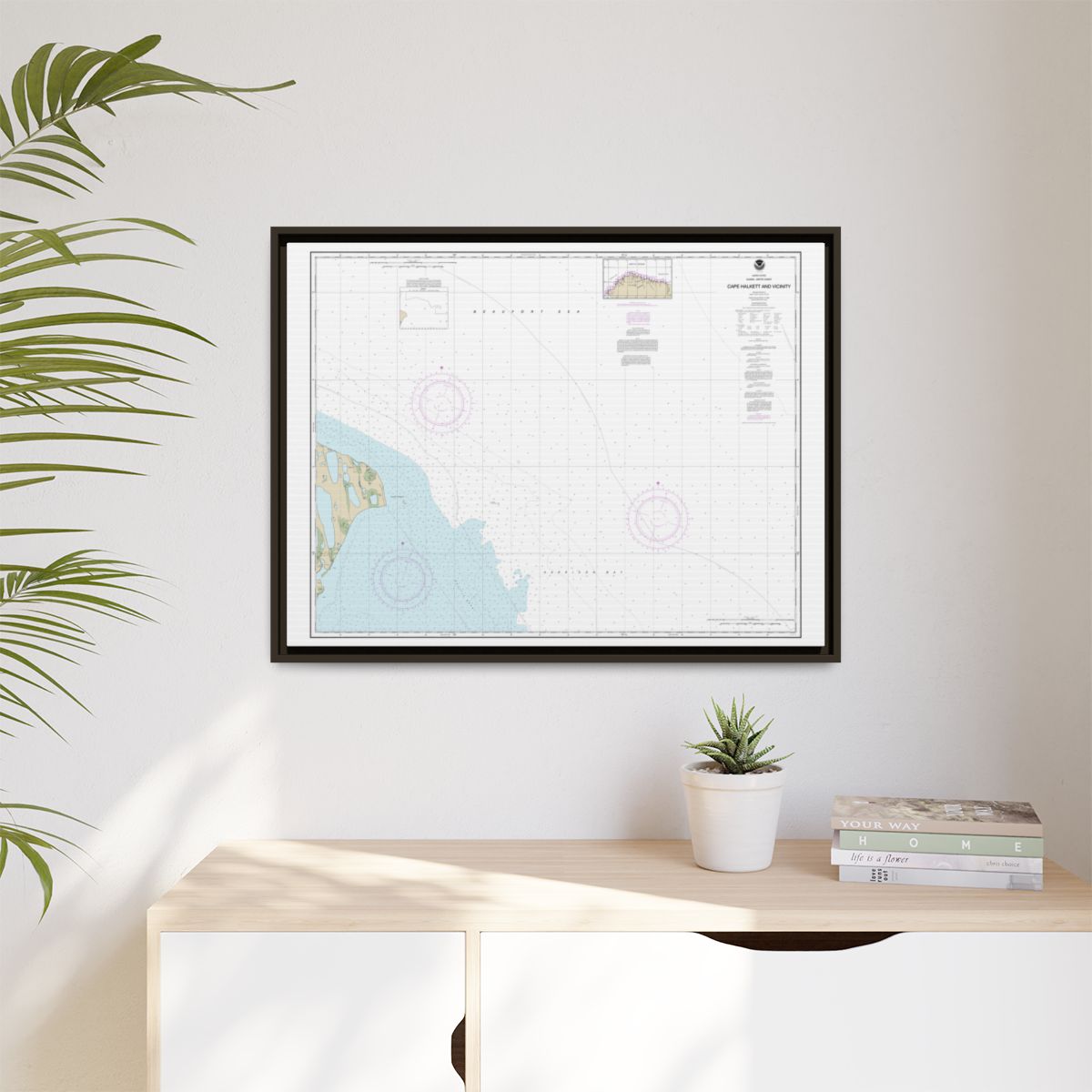 Chart 16065 Cape Halkett and vicinity - NOAA Nautical Chart Floating Frame Canvas | 32" x 24" | 40" x 30" - Espresso context-1