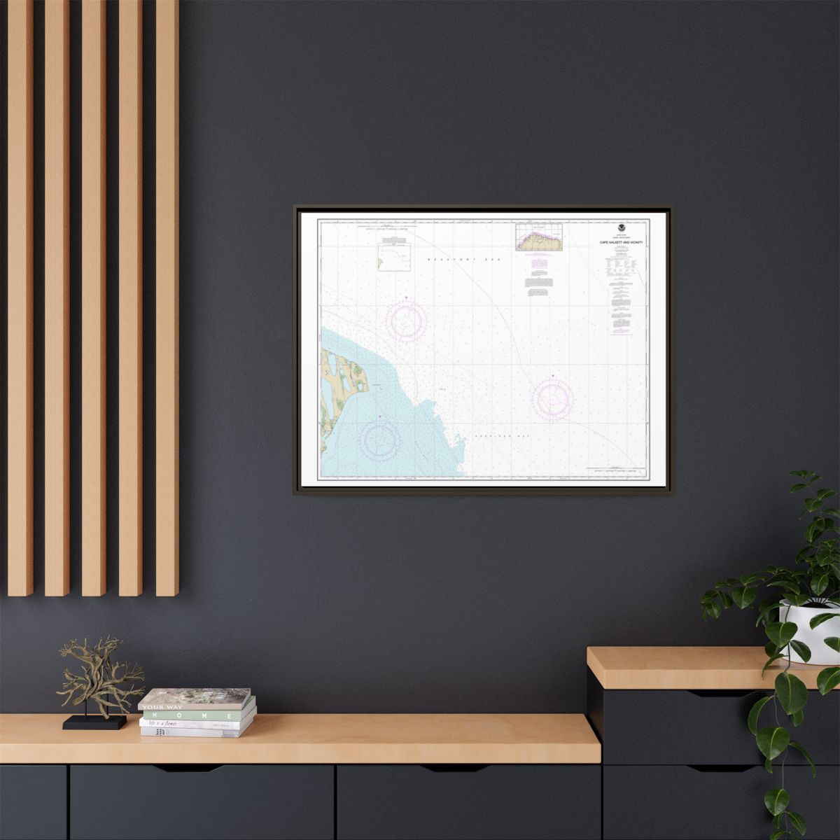 Chart 16065 Cape Halkett and vicinity - NOAA Nautical Chart Floating Frame Canvas | 32" x 24" | 40" x 30" - Espresso context-2