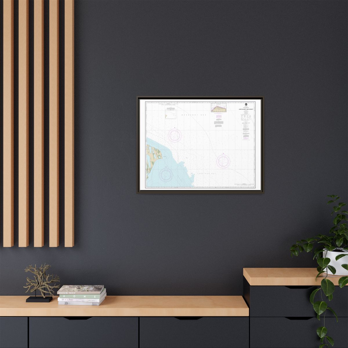 Chart 16065 Cape Halkett and vicinity - NOAA Nautical Chart Floating Frame Canvas | 32" x 24" | 40" x 30" - Espresso context-2