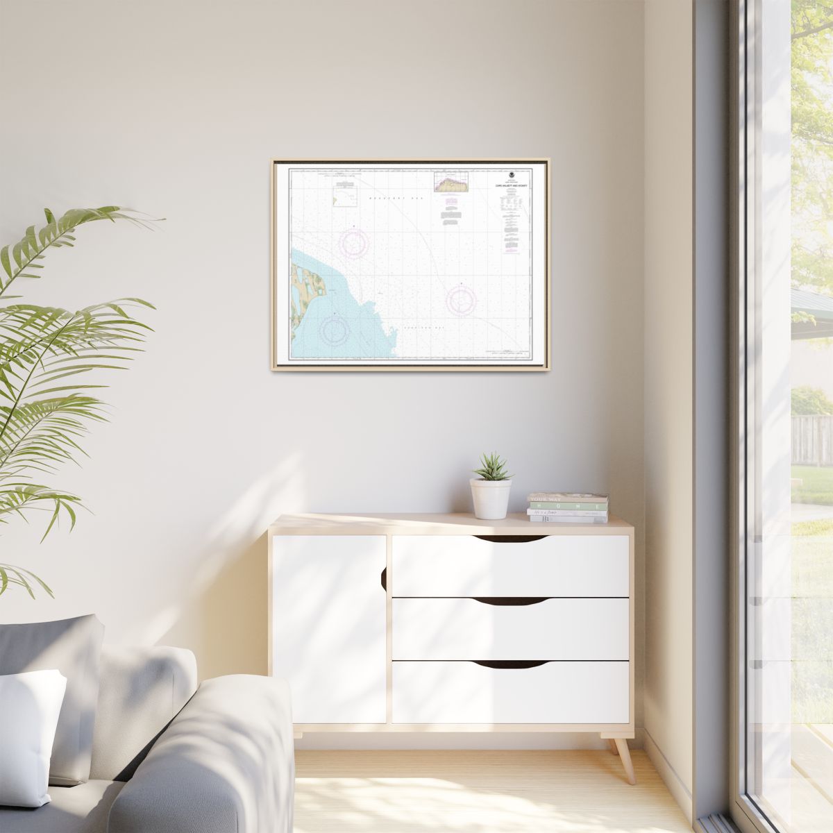 Chart 16065 Cape Halkett and vicinity - NOAA Nautical Chart Floating Frame Canvas | 32" x 24" | 40" x 30" - Natural context-1