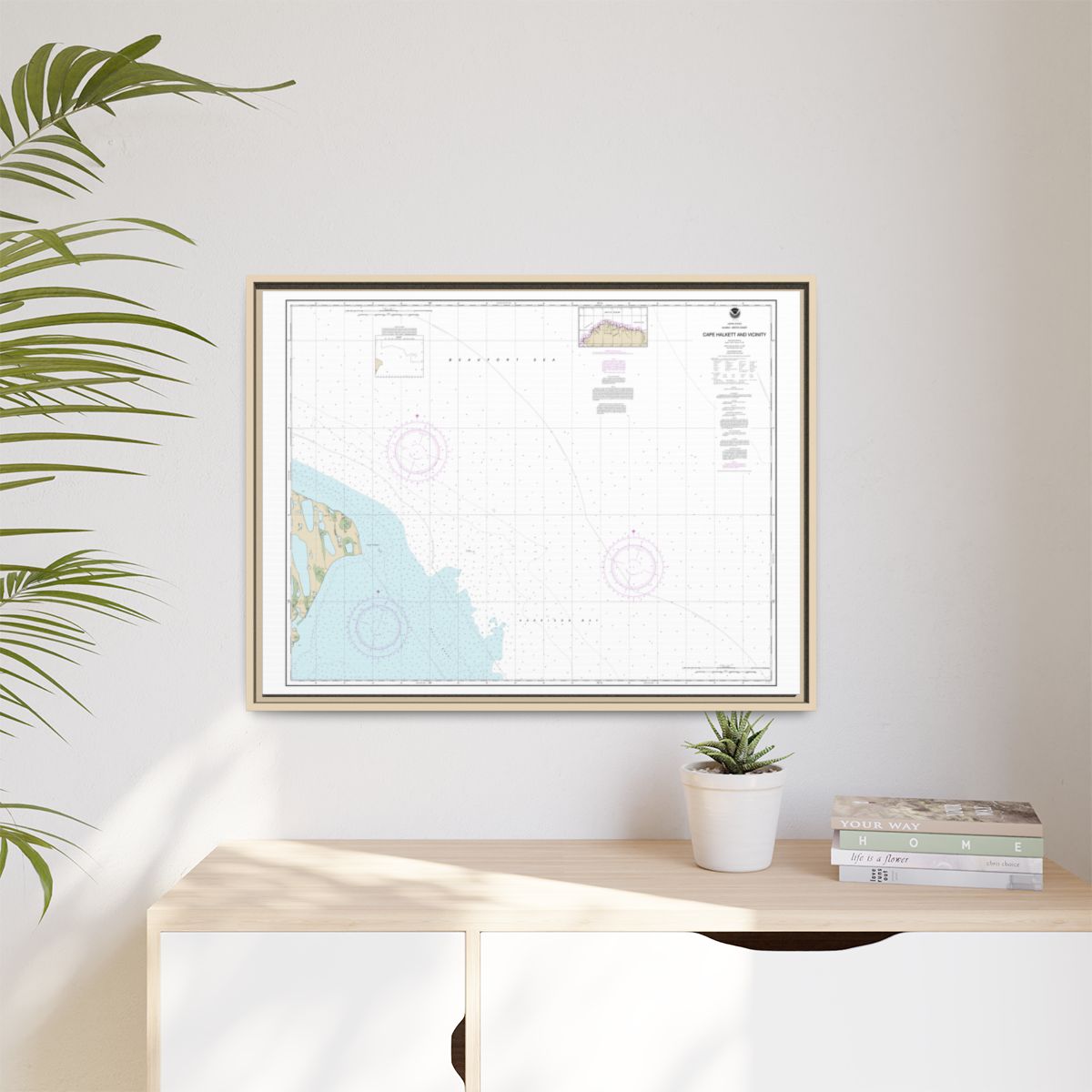 Chart 16065 Cape Halkett and vicinity - NOAA Nautical Chart Floating Frame Canvas | 32" x 24" | 40" x 30" - Natural context-1