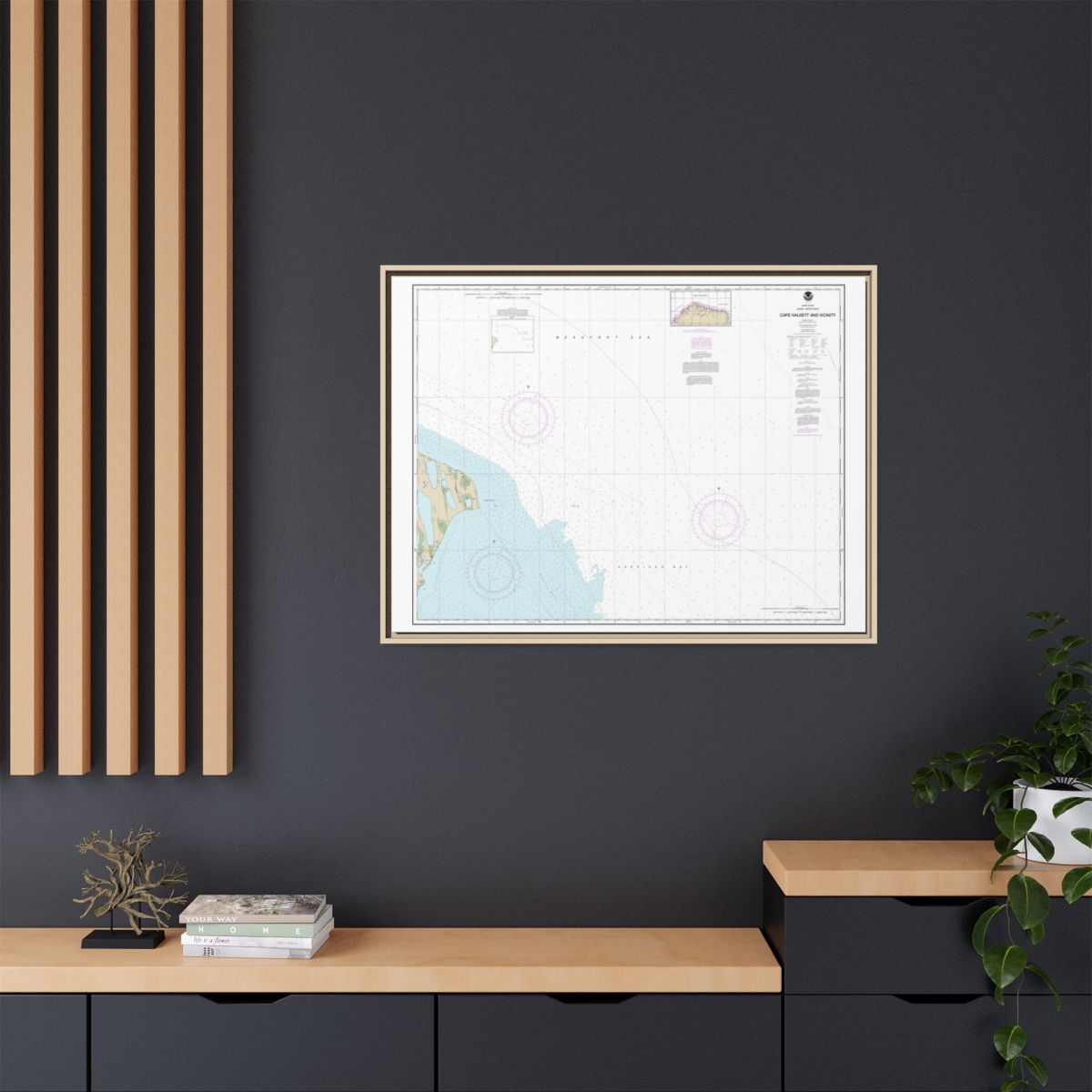 Chart 16065 Cape Halkett and vicinity - NOAA Nautical Chart Floating Frame Canvas | 32" x 24" | 40" x 30" - Natural context-2