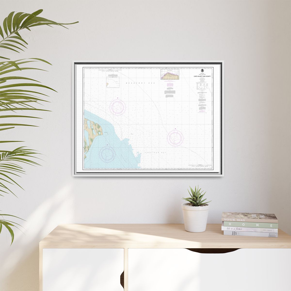 Chart 16065 Cape Halkett and vicinity - NOAA Nautical Chart Floating Frame Canvas | 32" x 24" | 40" x 30" - White context-1