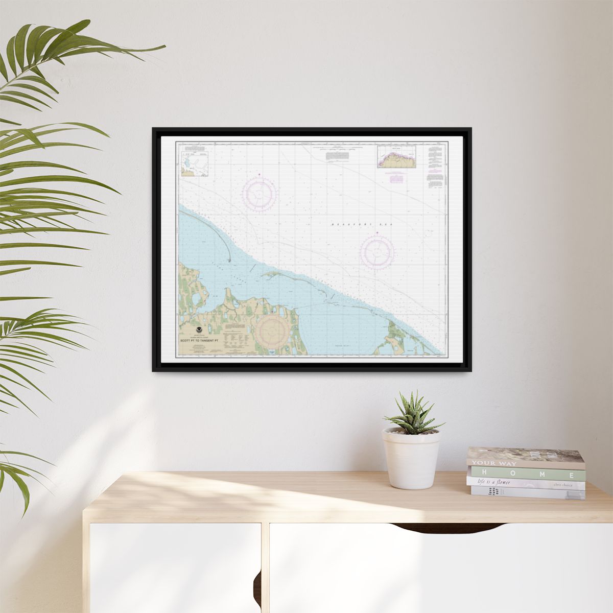 Chart 16081 Scott Pt. to Tangent Pt. - NOAA Nautical Chart Floating Frame Canvas | 32" x 24" | 40" x 30" - Black context-1