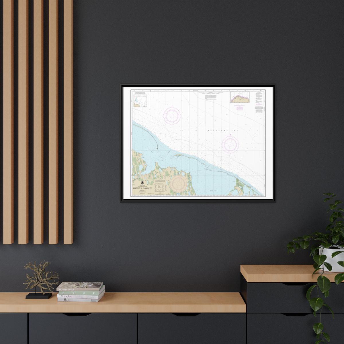 Chart 16081 Scott Pt. to Tangent Pt. - NOAA Nautical Chart Floating Frame Canvas | 32" x 24" | 40" x 30" - Black context-2
