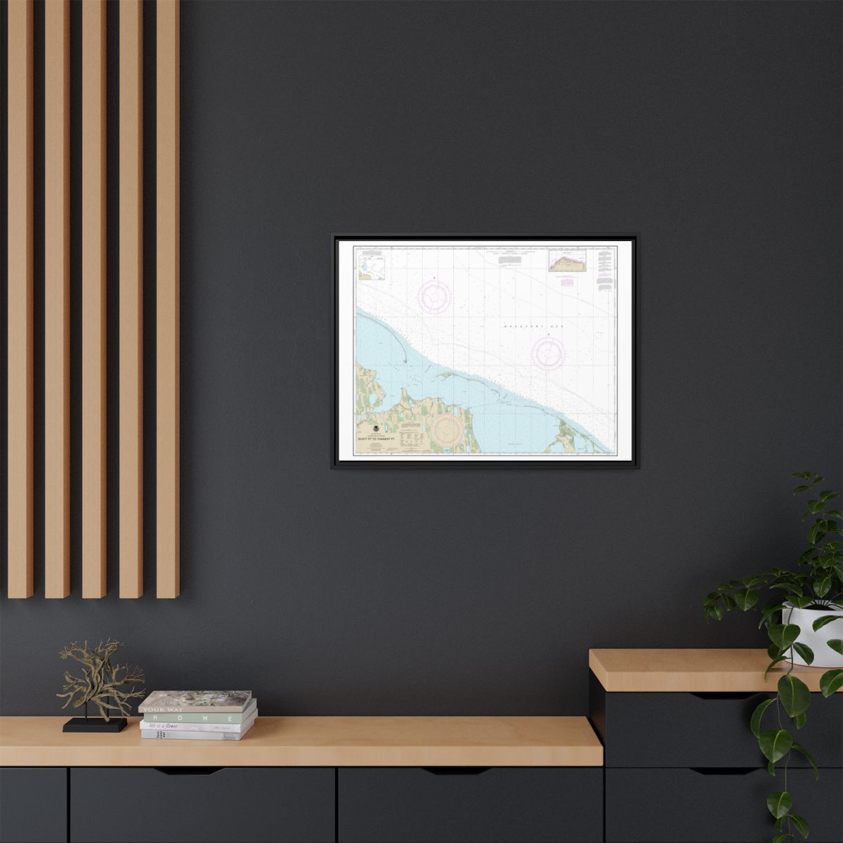 Chart 16081 Scott Pt. to Tangent Pt. - NOAA Nautical Chart Floating Frame Canvas | 32" x 24" | 40" x 30" - Black context-2