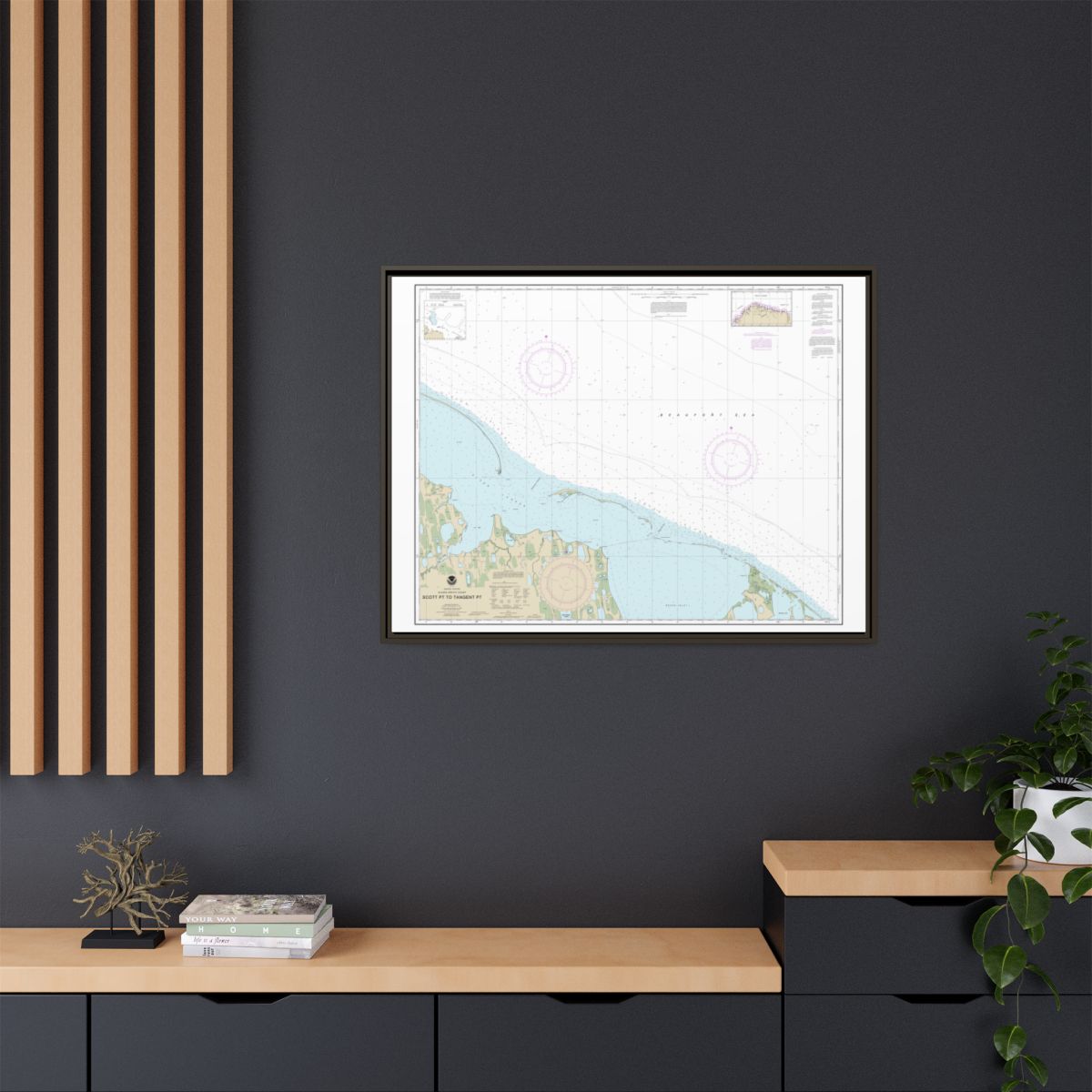 Chart 16081 Scott Pt. to Tangent Pt. - NOAA Nautical Chart Floating Frame Canvas | 32" x 24" | 40" x 30" - Espresso context-2