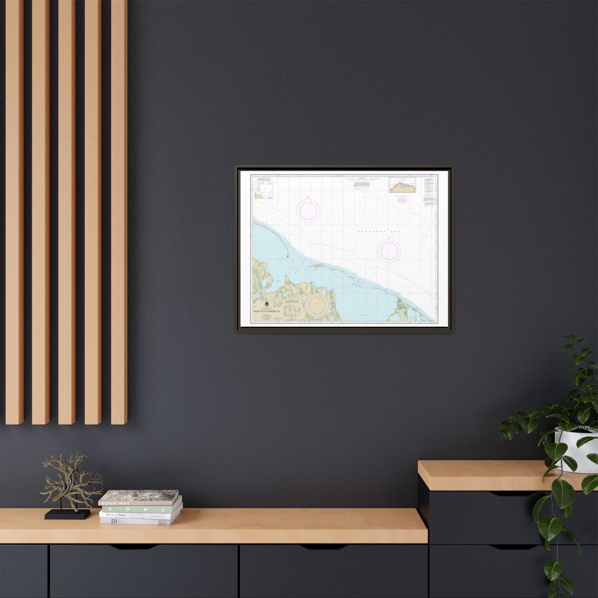 Chart 16081 Scott Pt. to Tangent Pt. - NOAA Nautical Chart Floating Frame Canvas | 32" x 24" | 40" x 30" - Espresso context-2