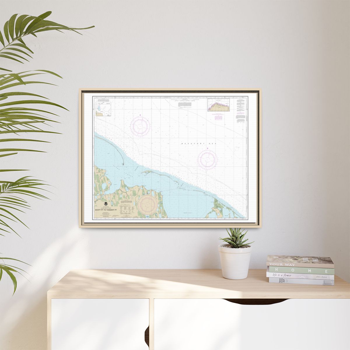 Chart 16081 Scott Pt. to Tangent Pt. - NOAA Nautical Chart Floating Frame Canvas | 32" x 24" | 40" x 30" - Natural context-1