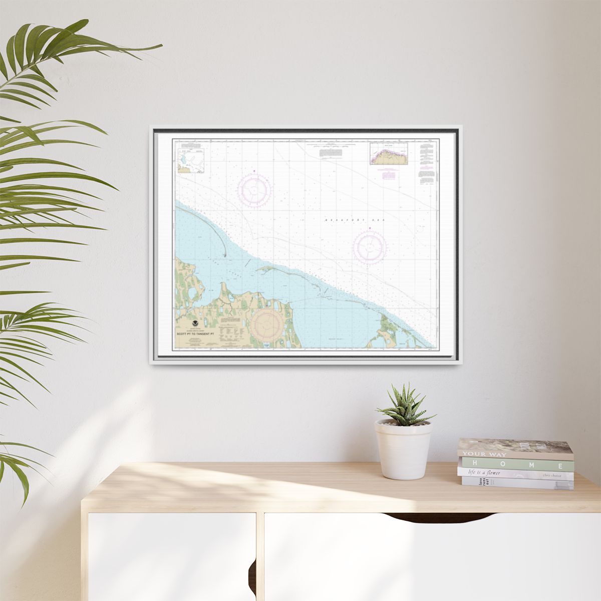 Chart 16081 Scott Pt. to Tangent Pt. - NOAA Nautical Chart Floating Frame Canvas | 32" x 24" | 40" x 30" - White context-1