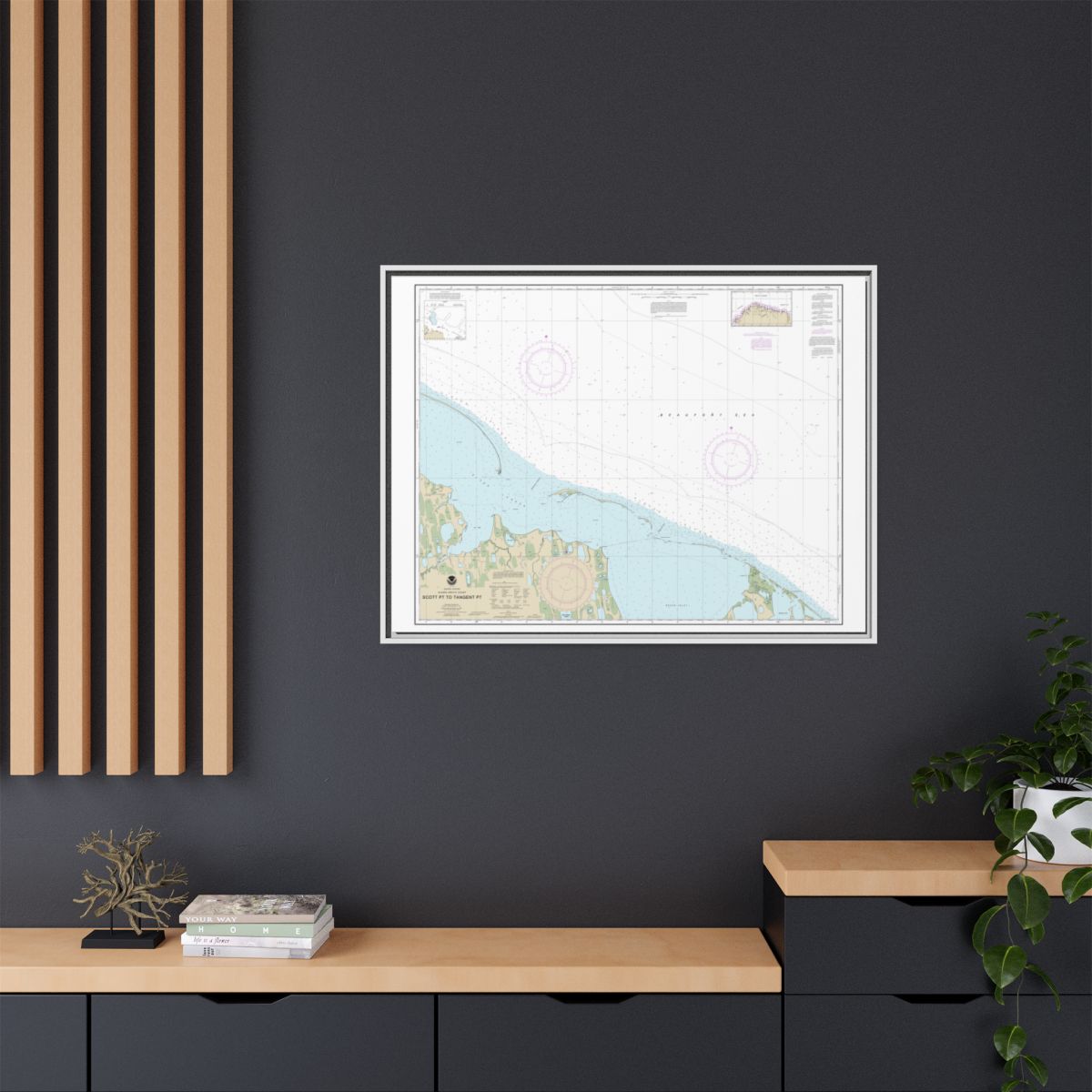 Chart 16081 Scott Pt. to Tangent Pt. - NOAA Nautical Chart Floating Frame Canvas | 32" x 24" | 40" x 30" - White context-2