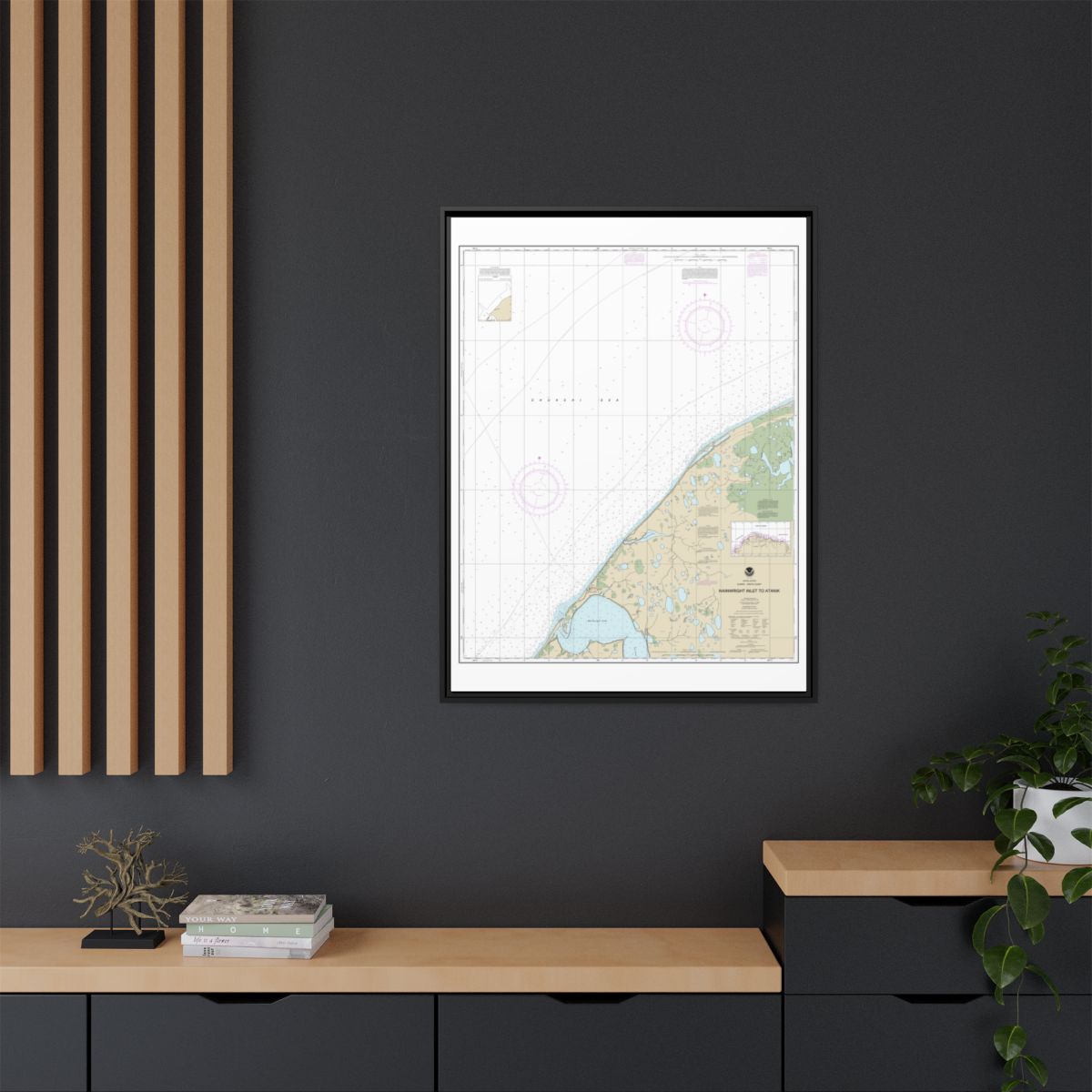Chart 16085 Wainwright Inlet to Atanik - NOAA Nautical Chart Floating Frame Canvas | 24" x 32" | 30" x 40" - Black context-2