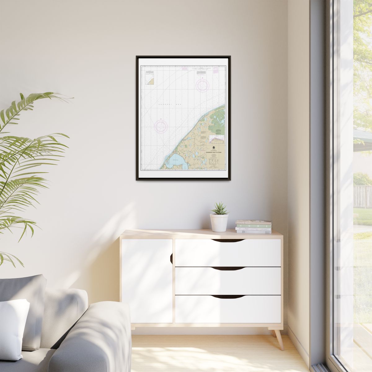 Chart 16085 Wainwright Inlet to Atanik - NOAA Nautical Chart Floating Frame Canvas | 24" x 32" | 30" x 40" - Espresso context-1
