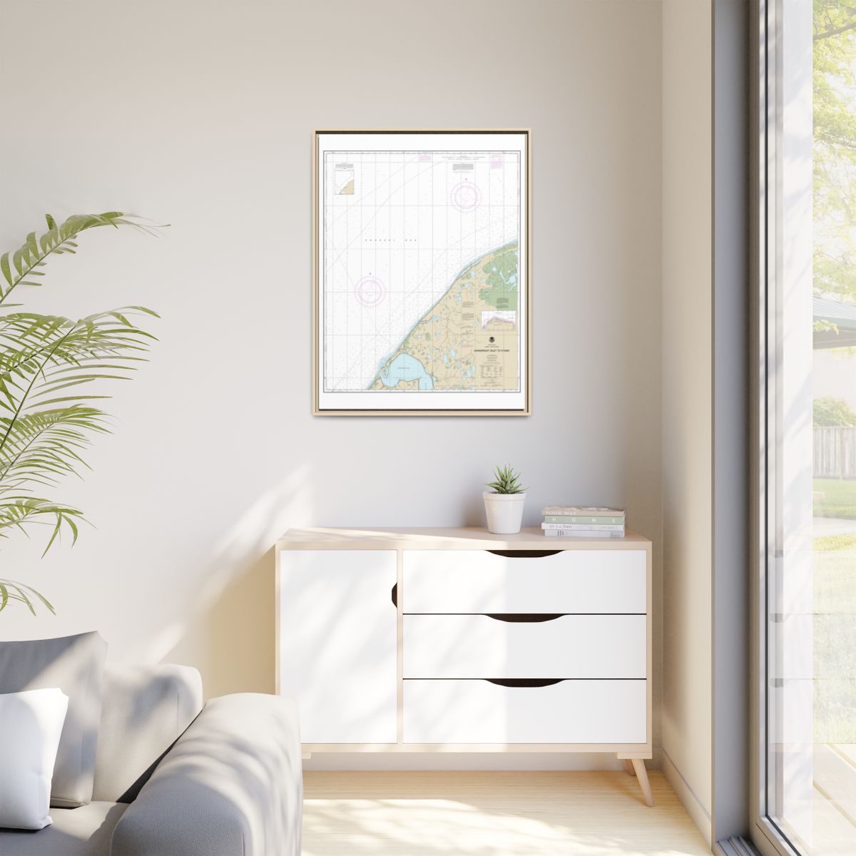 Chart 16085 Wainwright Inlet to Atanik - NOAA Nautical Chart Floating Frame Canvas | 24" x 32" | 30" x 40" - Natural context-1