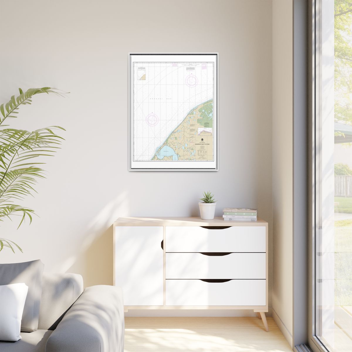 Chart 16085 Wainwright Inlet to Atanik - NOAA Nautical Chart Floating Frame Canvas | 24" x 32" | 30" x 40" - White context-1