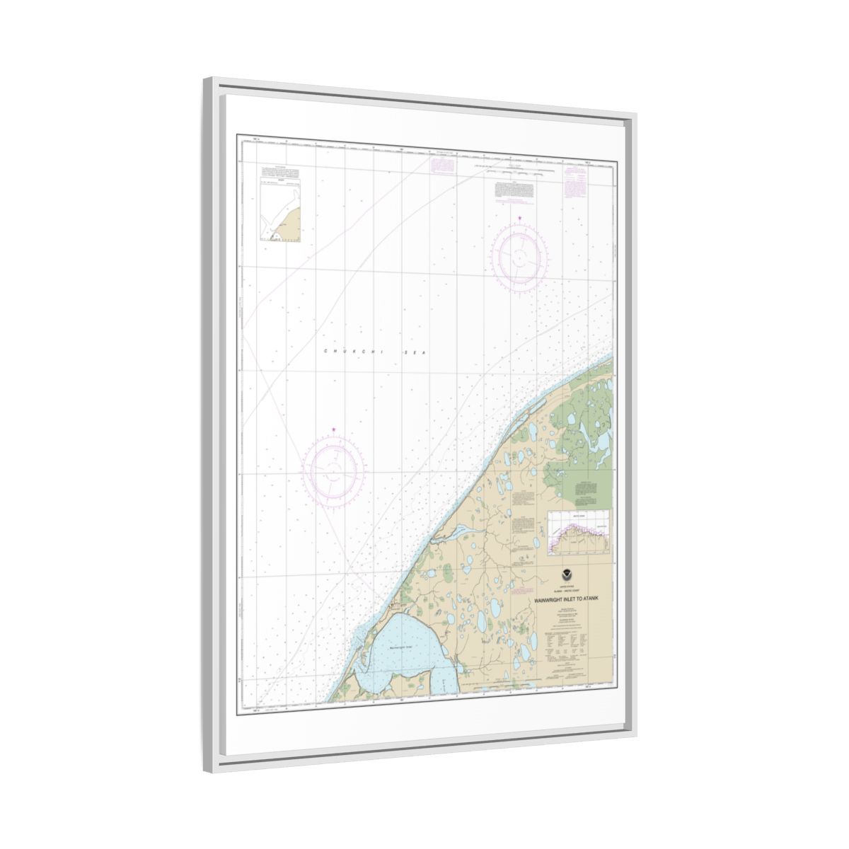 Chart 16085 Wainwright Inlet to Atanik - NOAA Nautical Chart Floating Frame Canvas | 24" x 32" | 30" x 40" - White side