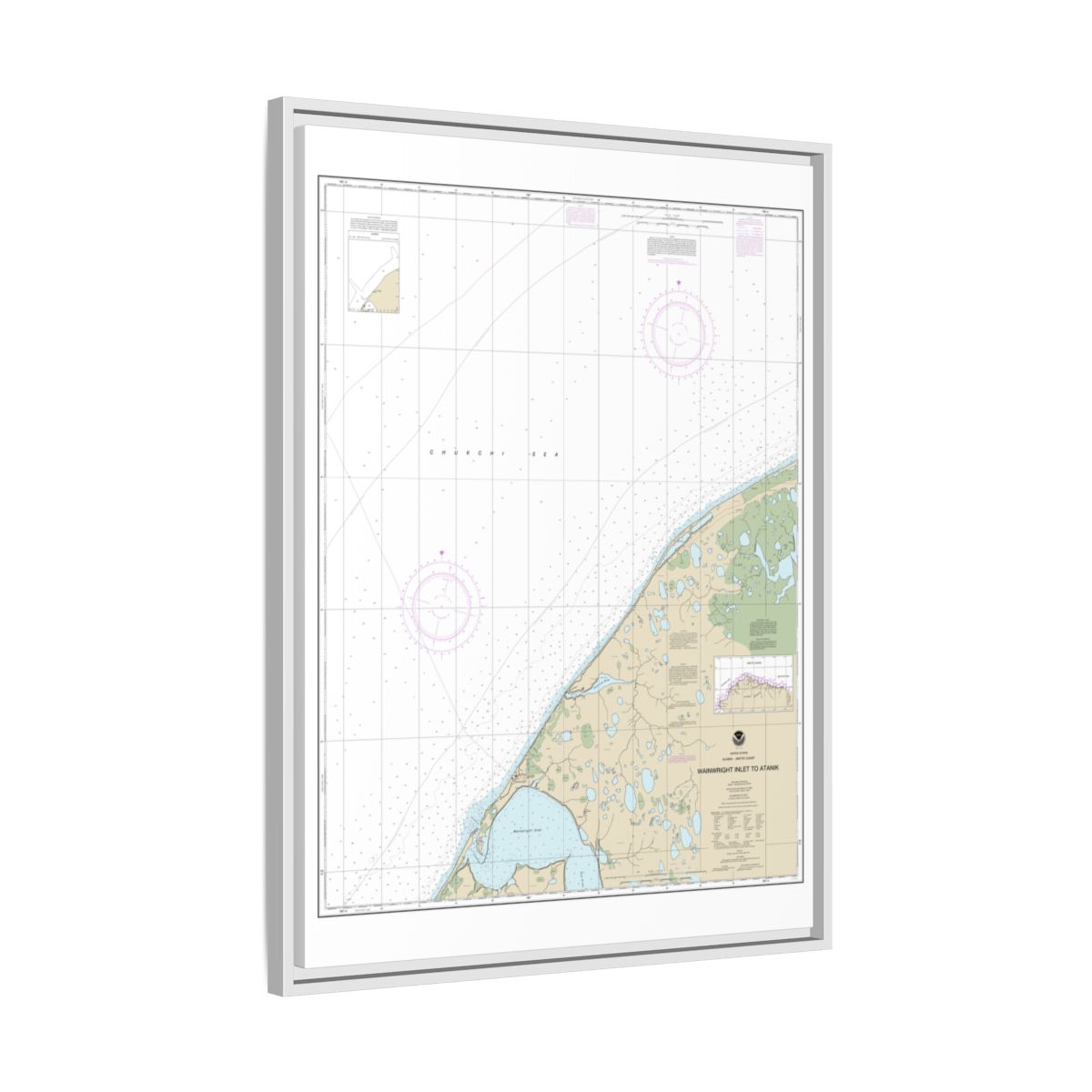 Chart 16085 Wainwright Inlet to Atanik - NOAA Nautical Chart Floating Frame Canvas | 24" x 32" | 30" x 40" - White side