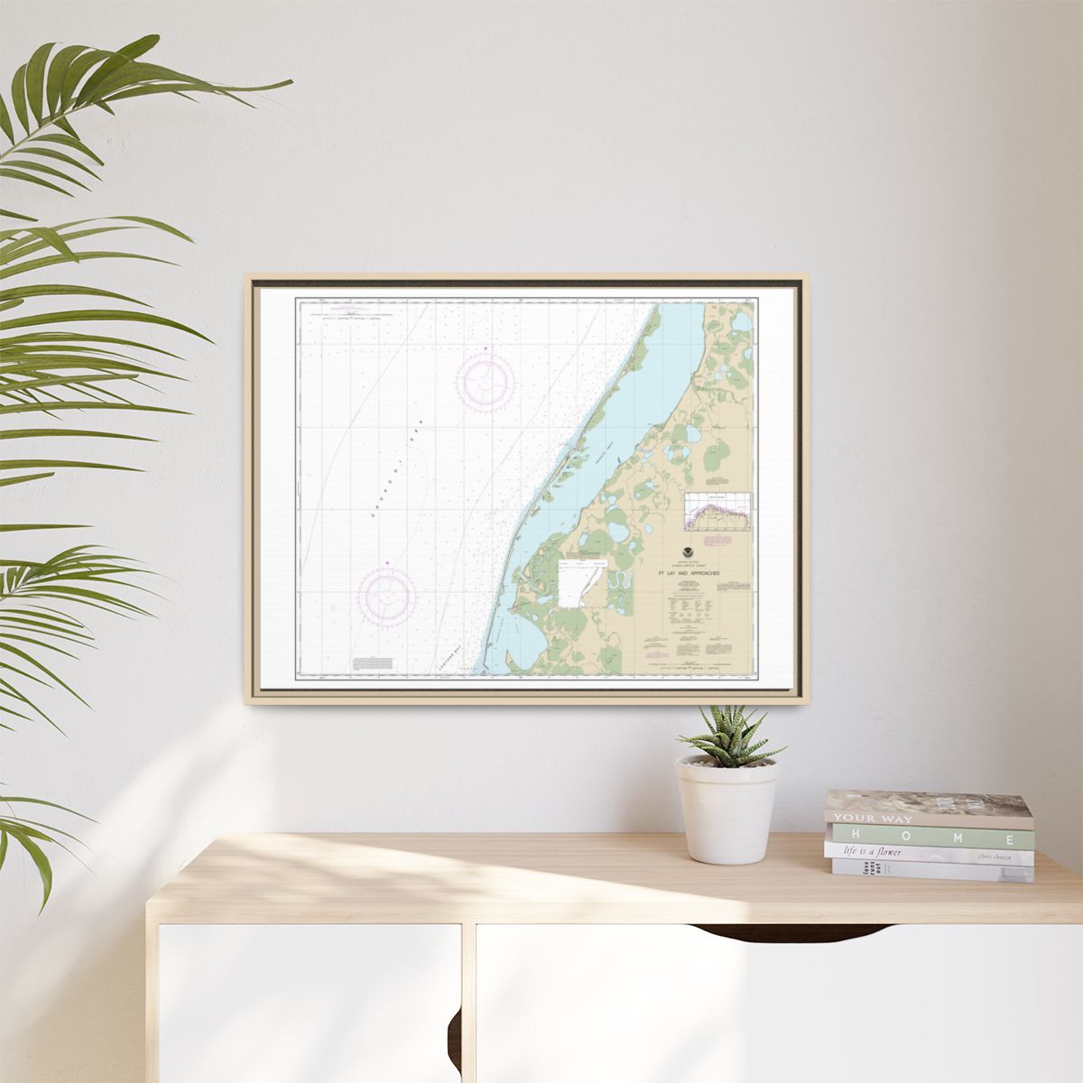Chart 16101 Pt. Lay and approaches - NOAA Nautical Chart Floating Frame Canvas | 32" x 24" | 40" x 30" - Natural context-1