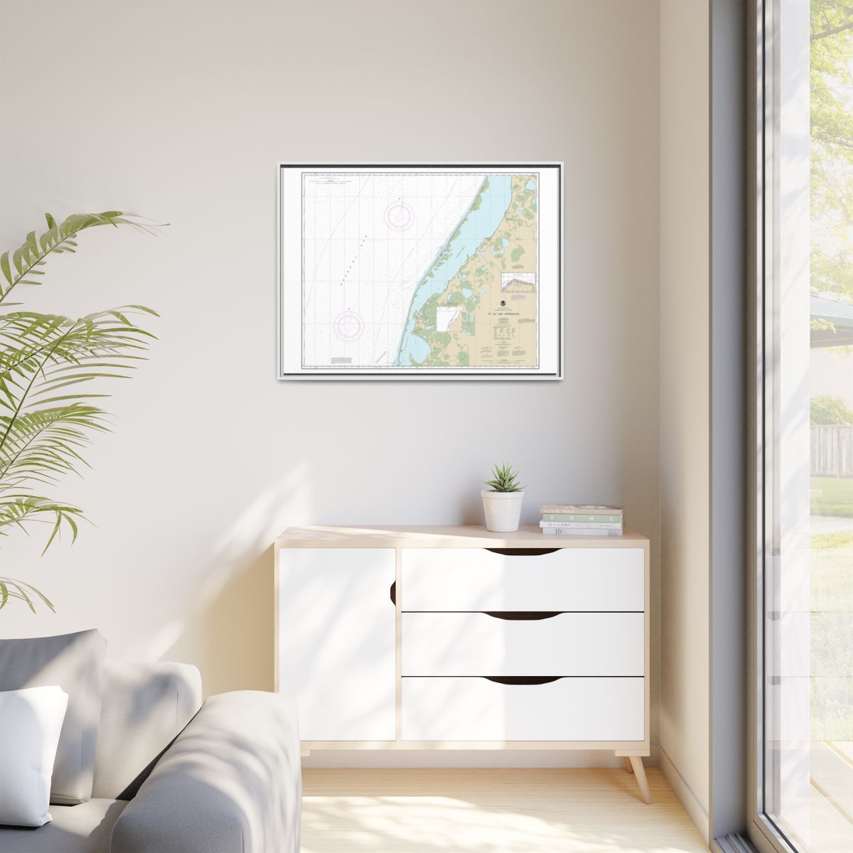 Chart 16101 Pt. Lay and approaches - NOAA Nautical Chart Floating Frame Canvas | 32" x 24" | 40" x 30" - White context-1