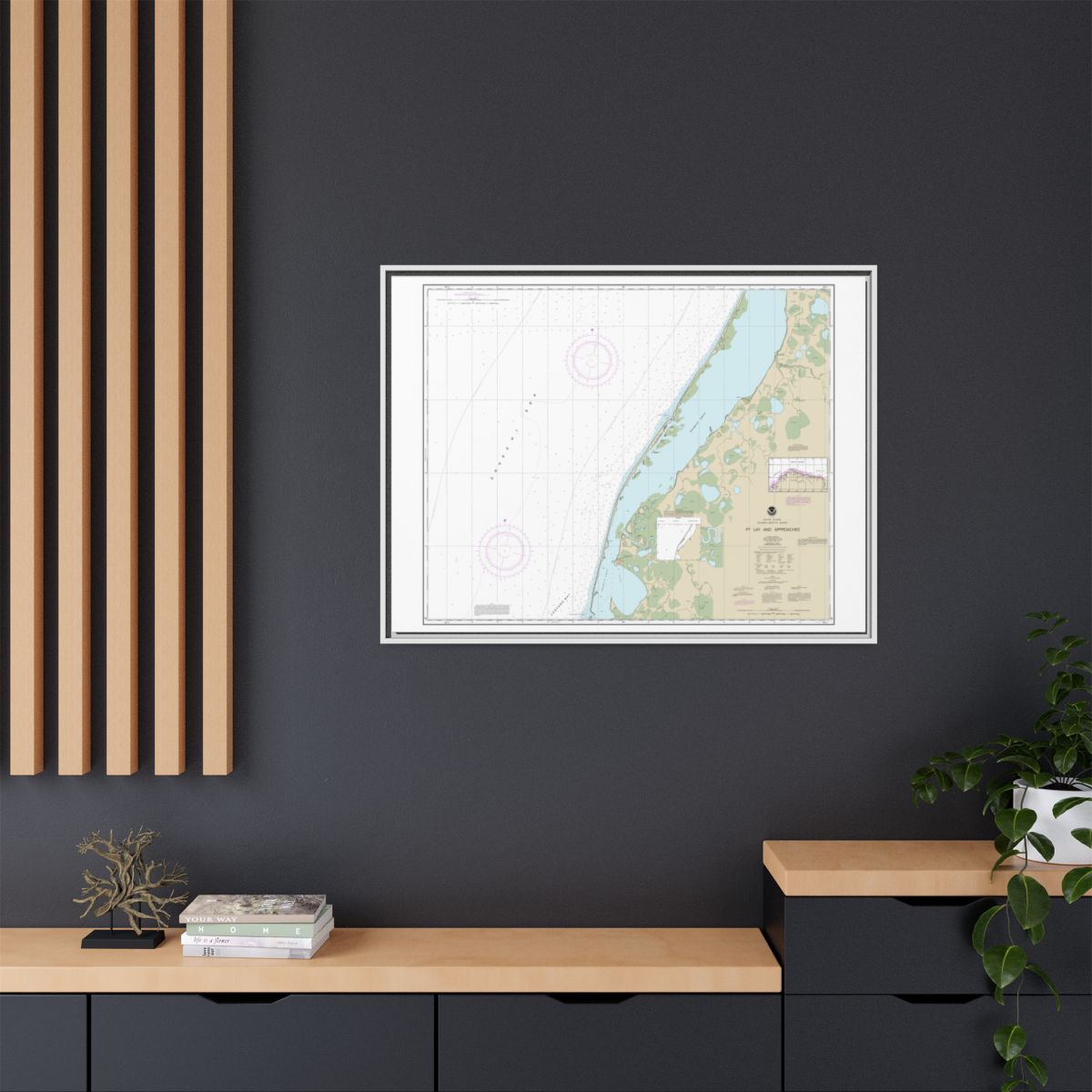 Chart 16101 Pt. Lay and approaches - NOAA Nautical Chart Floating Frame Canvas | 32" x 24" | 40" x 30" - White context-2