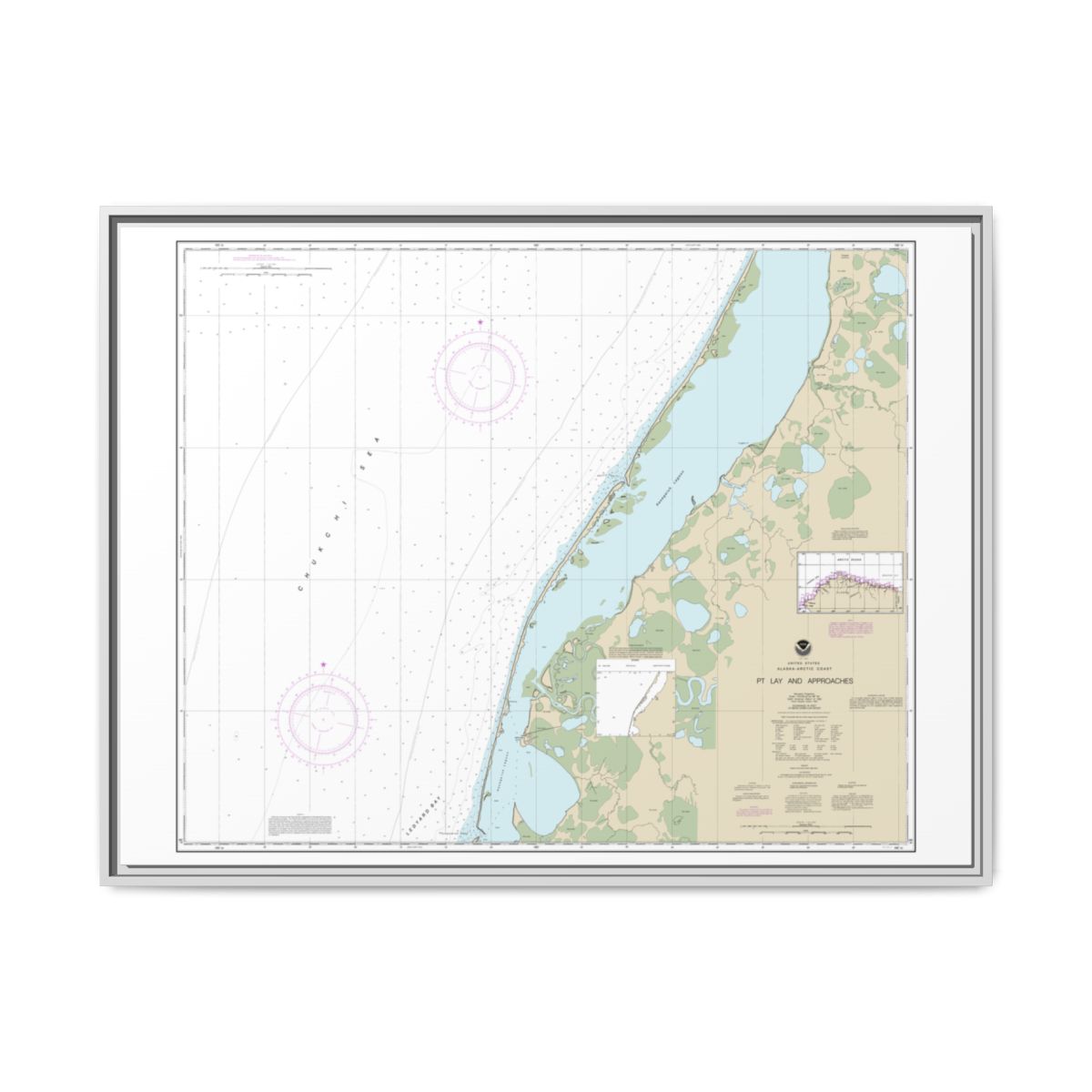 Chart 16101 Pt. Lay and approaches - NOAA Nautical Chart Floating Frame Canvas | 32" x 24" | 40" x 30" - White front
