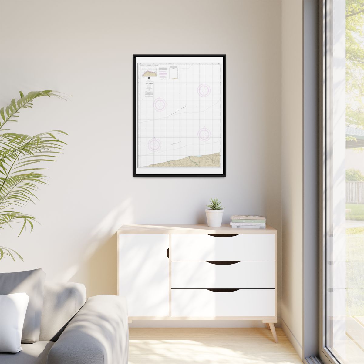 Chart 16104 Cape Sabine - NOAA Nautical Chart Floating Frame Canvas | 24" x 32" | 30" x 40" - Black context-1